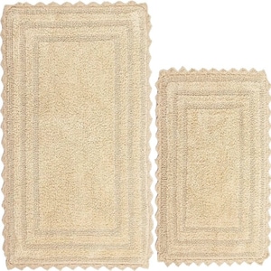 Juego de 2 alfombrillas de baño, alfombra de baño de algodón hecha a mano, lavable, antideslizante, tamaño mediano, 21 x 34 pulgadas, tamaño pequeño, 18 x 26 pulgadas, regalo para nuevos dueños y mamás