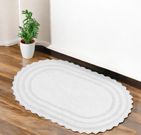 Crochet Bathroom Rug Runner Reversible Bath Mat 100% Cotton