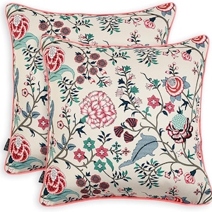 Lot de 2 housses de coussin florales pêche, taies d&#39;oreiller décoratives, taie d&#39;oreiller florale, taie d&#39;oreiller carrée avec pompons, taie d&#39;oreiller en satin