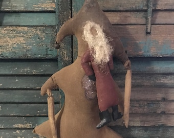 OOAK Extreme Primitive Santa Doll Christmas Tree Farmhouse Christmas Display Primitive Farmhouse Christmas DecorPrimitive Santa Doll