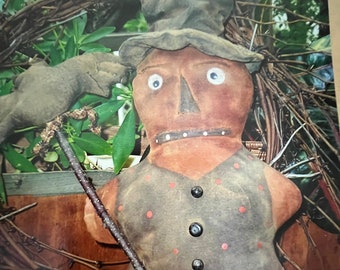 Primitive Pumpkin Man Doll Pattern Bat Wand Pattern Fall Doll Halloween Pattern Primitive Cloth Doll Pattern Halloween Sewing Pattern