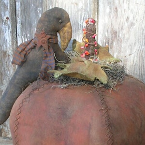 Primitive Pumpkin Crow Doll Pattern Crow on Pumpkin Doll Pattern Primitive Harvest  Doll Pattern Pumpkin Cloth Doll Pattern Sewing Pattern