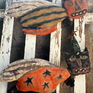 Folky Primitive Black Cat Halloween Doll Pattern Halloween Pumpkin Face Angel Doll Pattern Halloween Cloth Doll Halloween Sewing Pattern