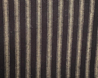 Black w/Tan Ticking Stripe Homespun Fabric for Quilting Primitive Dolls and Decor