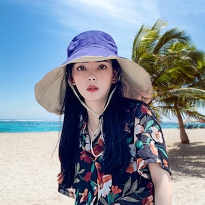 Frauen Polyester Lässiger Frühling und Sommer Fischerhut - Sommer Sonnenhut mit breiter Krempe, Fischerhut, Blumenhut für Camping, Geschenk für Sie