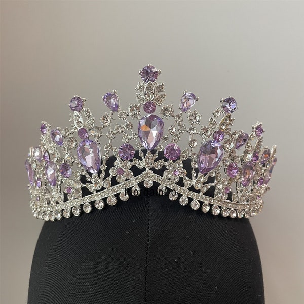 Purple Crown,Rhinestone Crown,Wedding Tiaras,Bridal Hair Accessories,Fairy Princess Crown,Birthday Crown,Party Decor,Baroque Crown