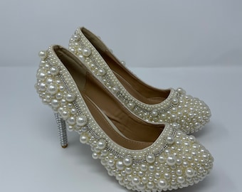 Custom Pearl and Crystal Heels