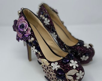 Lila Custom Crystal Pumps Gr. 10