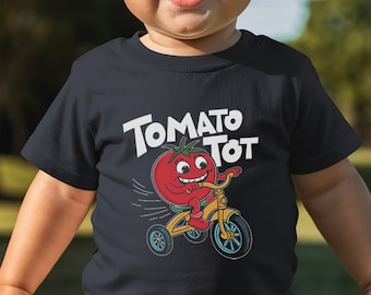 トマト トット 幼児用Tシャツ、トマト柄幼児用シャツ、トマトシャツ、野菜好きへのギフト、フレッシュフードTシャツ、楽しい幼児用Tシャツ、ベビーシャツ