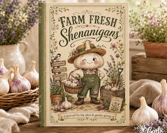 Farm Fresh Shenanigans Journal, Funny Gardener Gift, Hardcover Notebook, Garlic Lover Planner, Cottagecore Diary, Whimsical Homestead