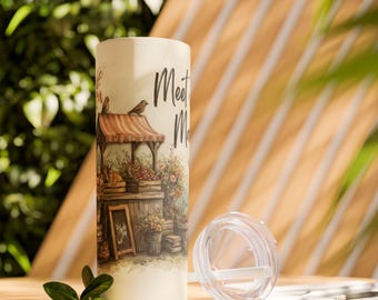 Farmers Market Tumbler Cup: Whimsical Watercolor Design, 20oz