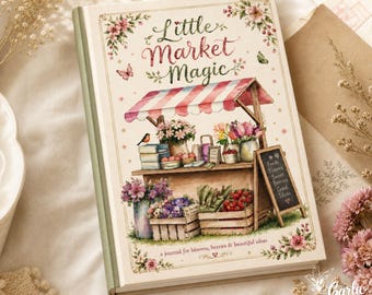 Little Market Magic Journal, Farmers Stand Gift, Cottagecore Notebook, Floral Planner, Hardcover Diary, Blooms Berries Stationery