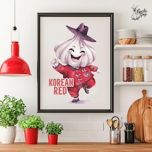 Roter Knoblauch Aquarell Poster Druck, Küche Wandkunst, Bauernhaus Dekor Druck, Lebensmittel Illustration, Geschenk für Knoblauchliebhaber, Aquarell Kunst