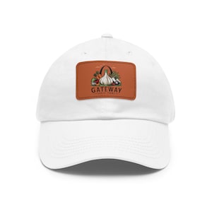 Gorra ajustable con parche de cuero de Gateway Garlic Farms, regalo oficial para amantes del ajo, seguidores de la granja y alimentos frescos