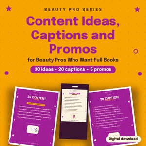 Content Ideas for Beauty Pros | 30 Post Ideas, Captions and Promos for Nail Techs, Lash Techs and Estheticians, PDF Ebook