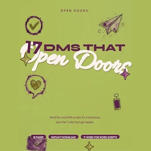 OPEN DOORS. DM Pitch Script Pack for Ugc Creators, 17 Brand Pitch Dm Templates, Cold Pitch and Follow Up Scripts to Land Paid Brand Deals