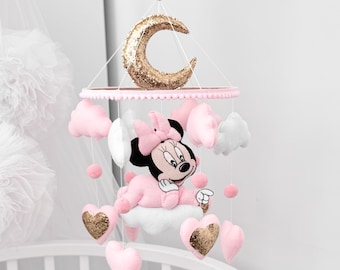 Minnie Mouse Baby Mobile, Personalized Felt Crib Toy