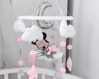Disney Baby Mobile with Night Light, Felt Minnie Mouse Crib Toy