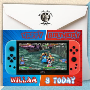 Tarjeta de cumpleaños de jugador personalizada / Tarjeta de felicitación unisex / Adecuado para todas las edades / Regalo entusiasta de los videojuegos / Subir de nivel con Nintendo Switch