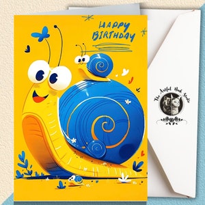 Illustration d'escargot cadeau drôle de carte d'anniversaire pour lui, carte d'anniversaire de jeu de mots pour les amis et la famille. fait main au Royaume-Uni