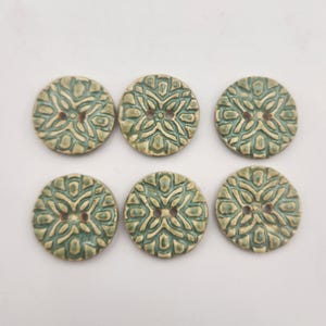Set of 6 Fern Green Textured Ceramic Buttons