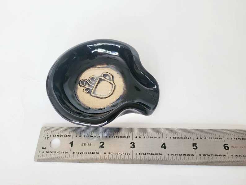 Black Coffee and Tea Themed Ceramic Spoonrest. Handmade Clay Tea-Bag Holder. Handcrafted Pottery Dinnerware. image 3