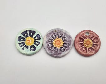Three  Ceramic Flowet Pendants Sampler Set