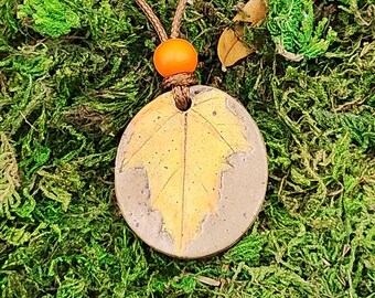 Yellow Fall Leaf Pendant Necklace
