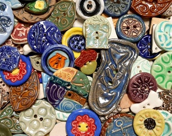 20 Assorted Ceramic Buttons Sampler Sale