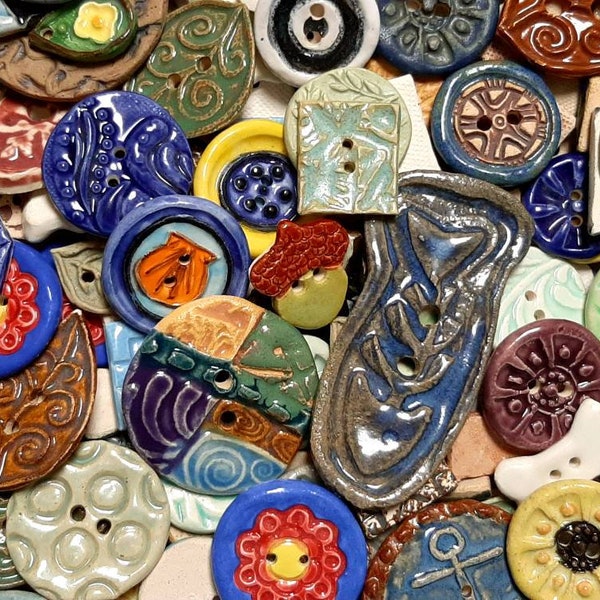 20 Assorted Ceramic Buttons Sampler Sale