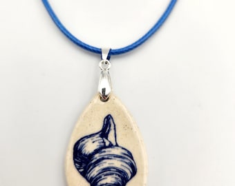 Cobalt Blue Conch Shell Pendant Necklace