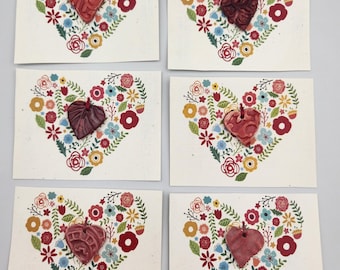 Valentines Ceramic Heart Pendant Six Piece Sampler Set