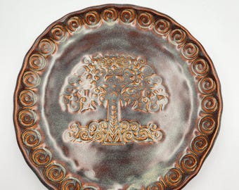 Amber Tree of Life Plate Ceramic Dinnerware