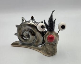 Spiky Mohawk Punk Ceramic Garden Snail