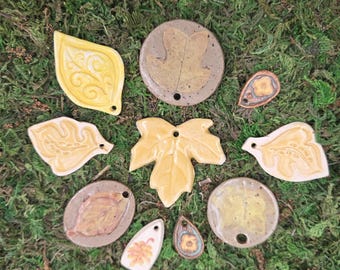 Unique Fall  Yellow Ceramic Pendant Bundle