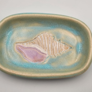 Aqua Blue Shell Soap Dish