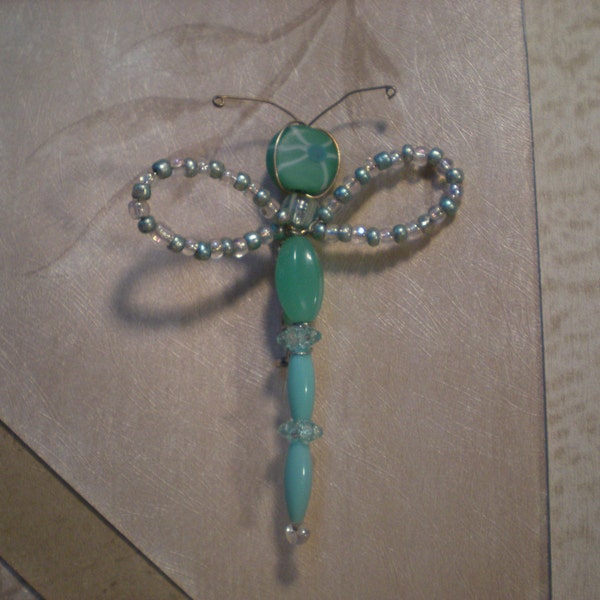 Designer beaded  dragonfly  brooch by the muddmuse SALE PRICED
