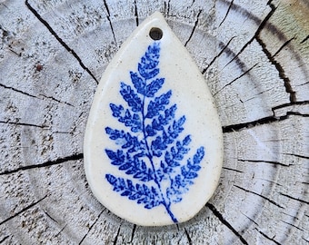 Fern Frond Ceramic Pendant