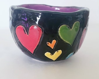 Rainbow Hearts Bowl