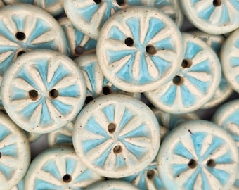 Set of 6 Ceramic Aqua Blue Buttons