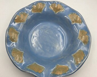 Large Ginko Leaf  Ceramic Bowl