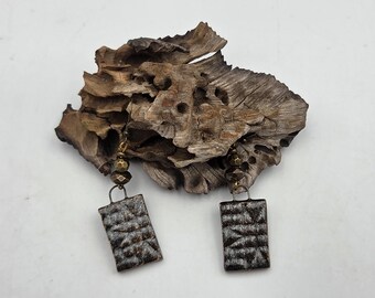 Stardust Black Quilt Ceramic Dangle Earrings