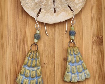 Nutmeg Brown Ceramic Dangle Earrings
