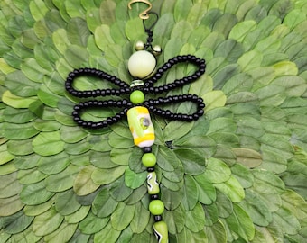 Wild Jungle  Green Beaded  Dragonfly Ornament