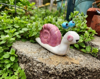 Pink Ceramic Garden Snail