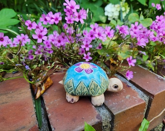 Ceramic Pink Flower Turtle