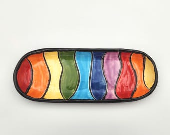 Rainbow Stripes LGBTQ Pride Side  Dish Dinnerware