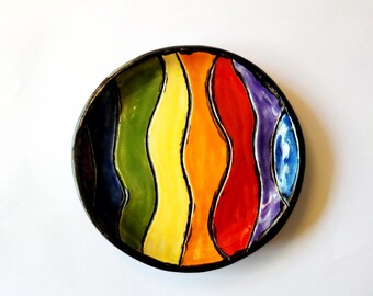 Rainbow Stripes LGBTQ Pride Side  Dish Dinnerware