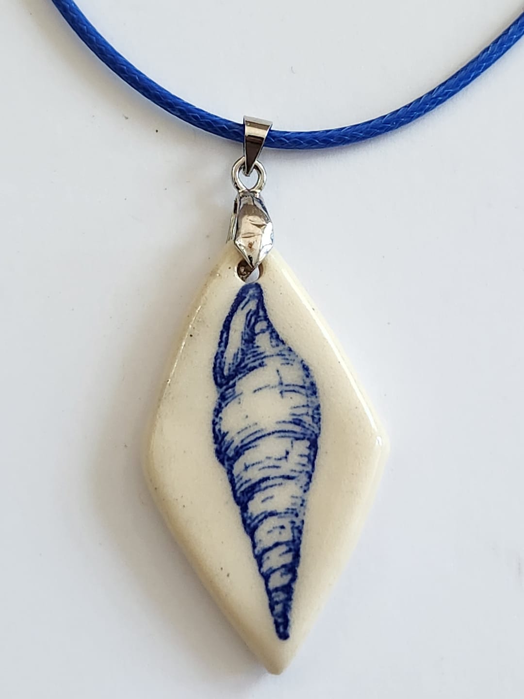 Cobalt Blue Shell Pendant Necklace - Etsy