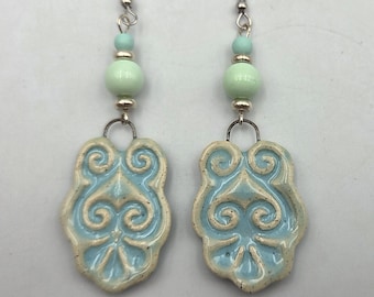 Fleur De Lis Ceramic Dangle Earrings